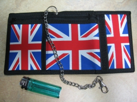 Union Jack- Britská vlajka, hrubá pevná textilná peňaženka s retiazkou a karabínkou